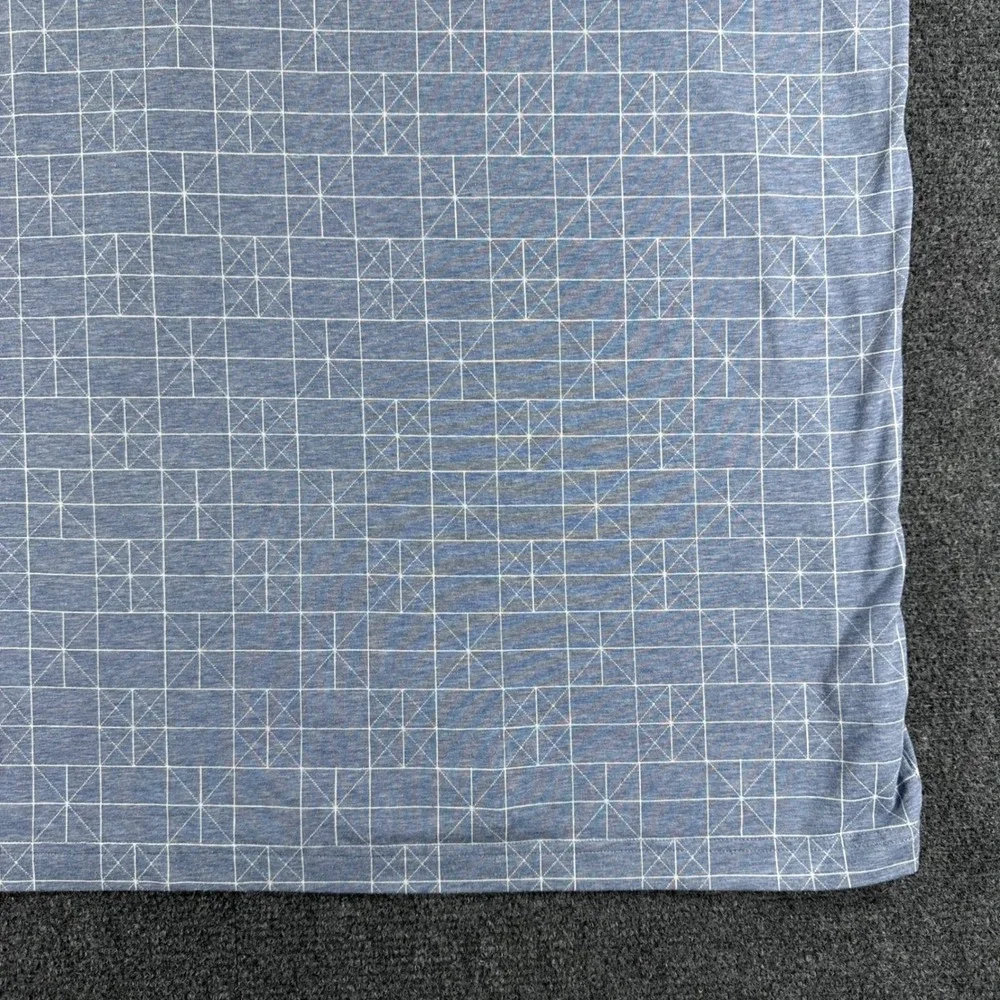 Adidas Polo Shirt Mens 2XL XXL Blue Geometric Grid Golf Performance IU4425